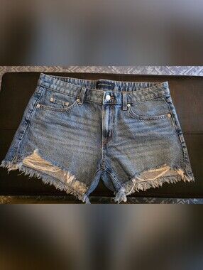 Aeropostale Denim Baggy Shorts in Light Blue with Contrast Stitching